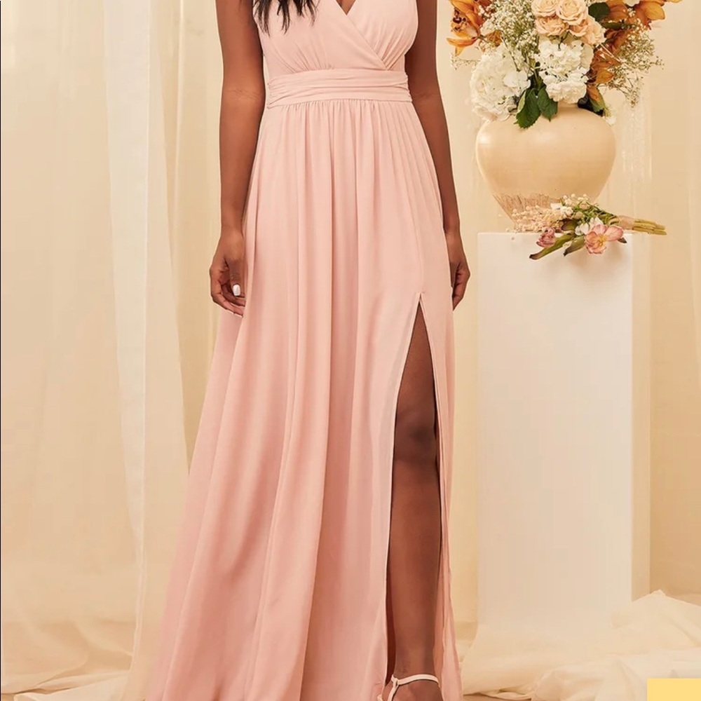 Lulu’s blush Bridesmaid dress, size Medium, worn once, dry-cleaned & ready to go